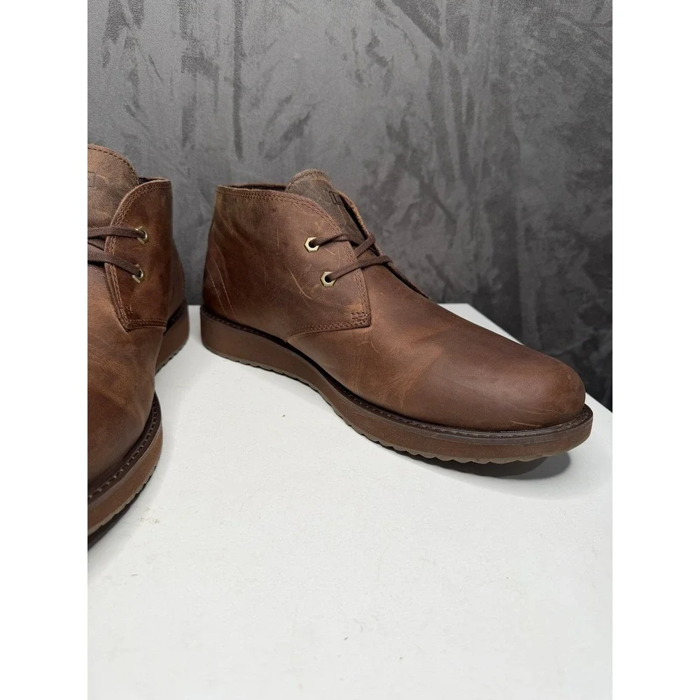 L.L.Bean Chukkas Men 11 Brown Leather Wedge Sole Lace‎ Up Boots